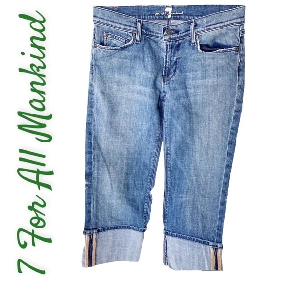 7 FOR ALL MANKIND Mia‎ Cropped & Tabbed Mid Rise Jeans, Size 28 - Picture 2 of 12